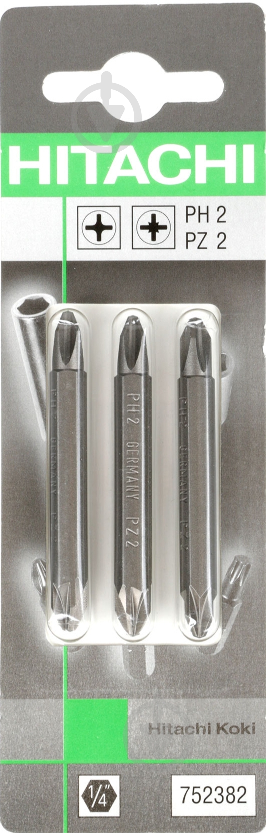 Біта Hitachi PH2/PZ2x60 мм 3 шт. 752382 - фото 5