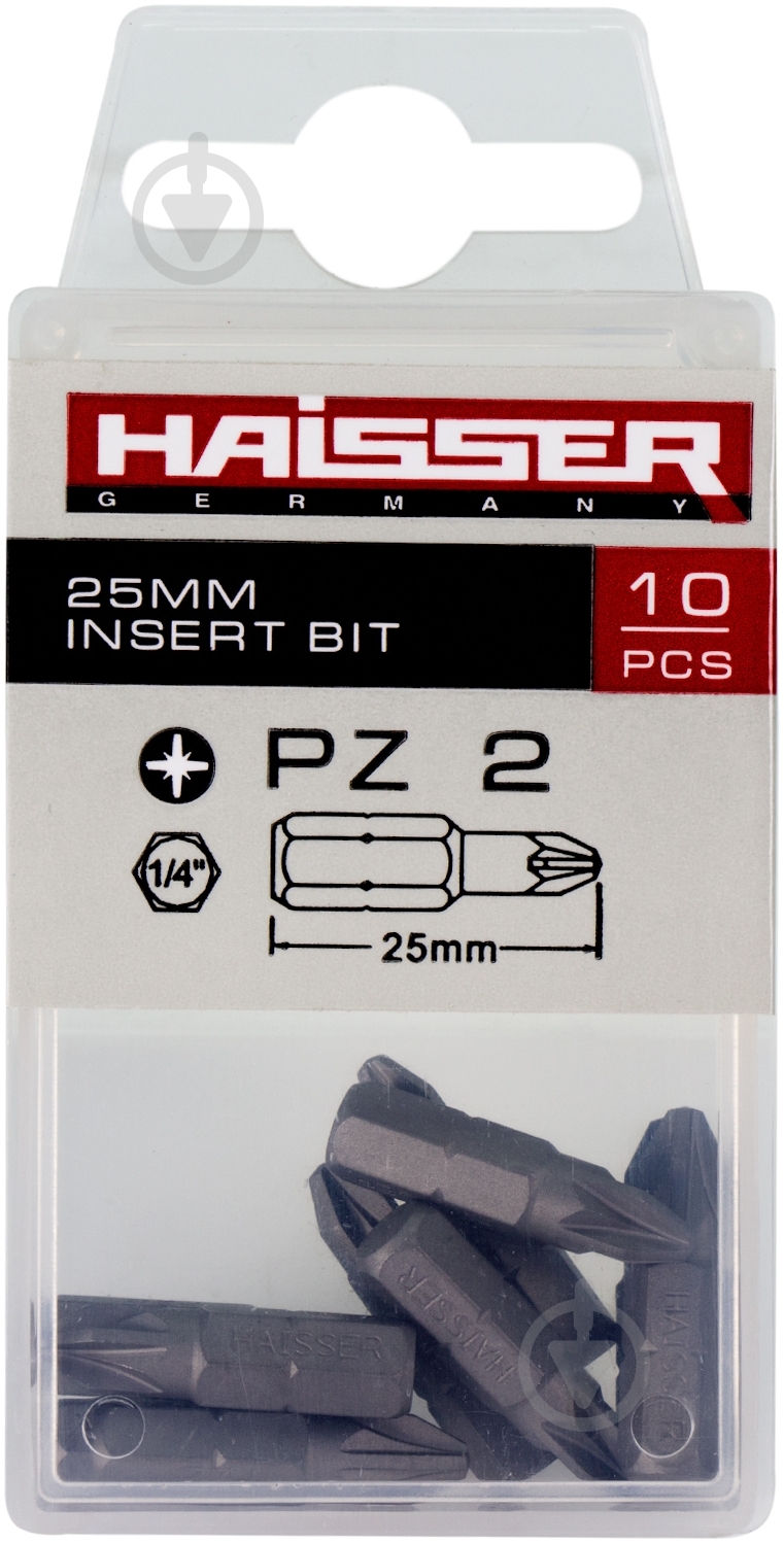 Бита Haisser PZ2x25 мм 10 шт. 702502Z - фото 1 Бита Haisser PZ2x25 мм 10 шт. 702502Z - фото 1