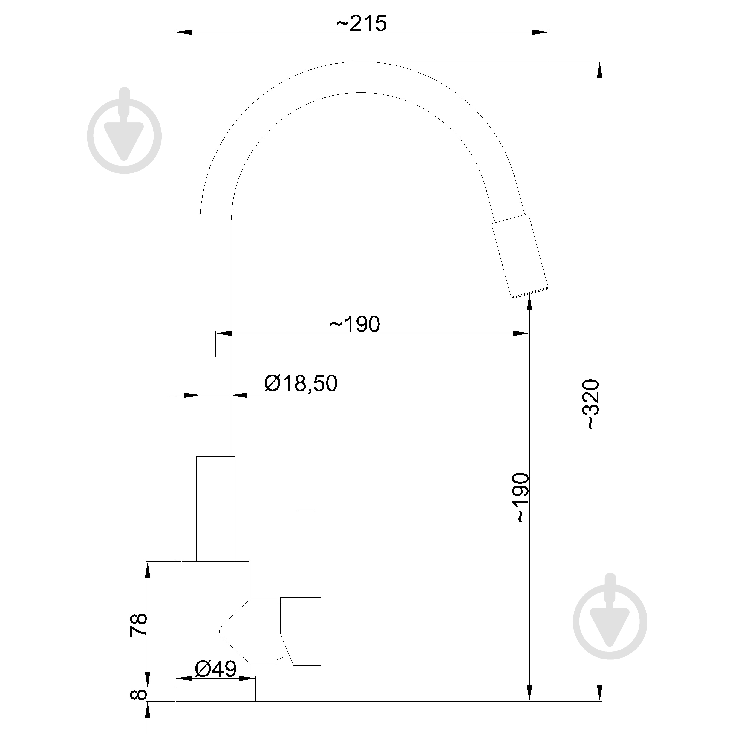 Змішувач для кухні Invena з гнучким виливом Prata хром/чорний - фото 2 Змішувач для кухні Invena з гнучким виливом Prata хром/чорний - фото 2