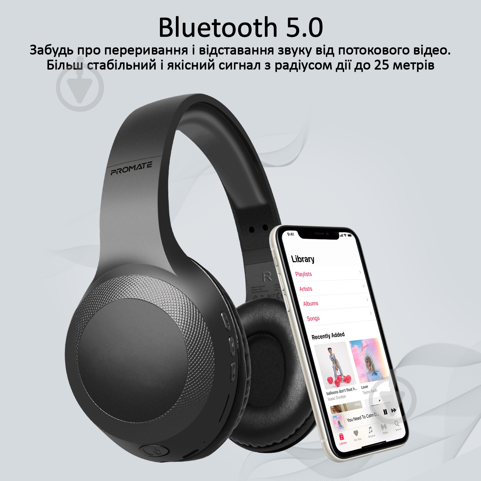 Наушники Promate LaBoca Bluetooth 5.0 black (laboca.black) - фото 2 Наушники Promate LaBoca Bluetooth 5.0 black (laboca.black) - фото 2