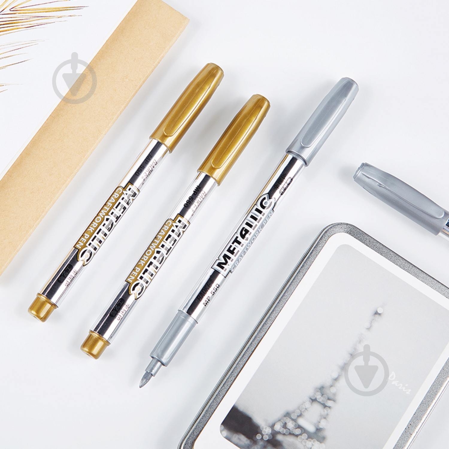 Маркер перманентный Baoke 1.5 мм Metallic серебряный MARK-PER-BAO-MP550S - фото 5