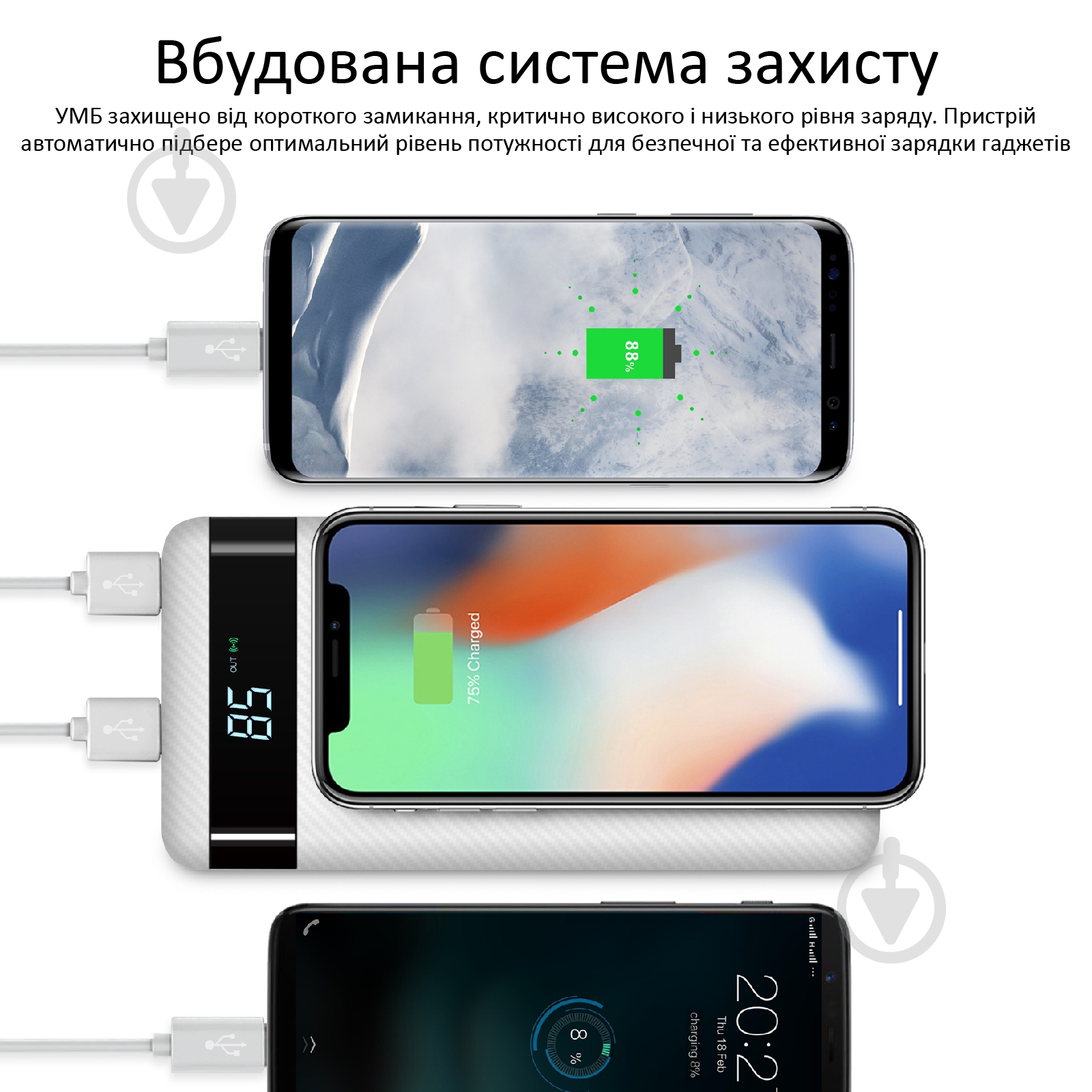 Повербанк Promate 20000 mAh (auratank-20.white) - фото 7