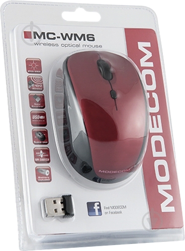 Миша MODECOM MC-WM6 USB (M-MC-0WM6-500) black/red - фото 4