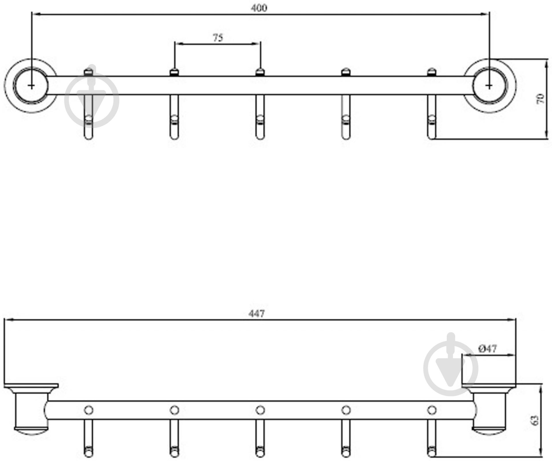 Планка с крючками ANDEX Classic 057 CC - фото 2