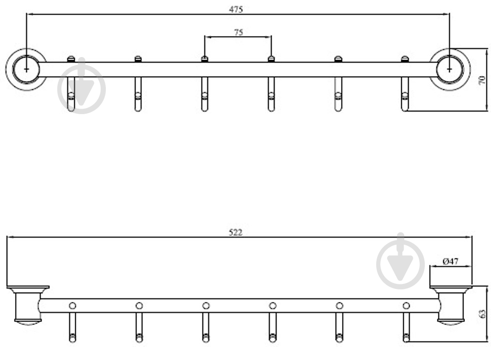 Планка с крючками ANDEX Classic 058 CC - фото 2