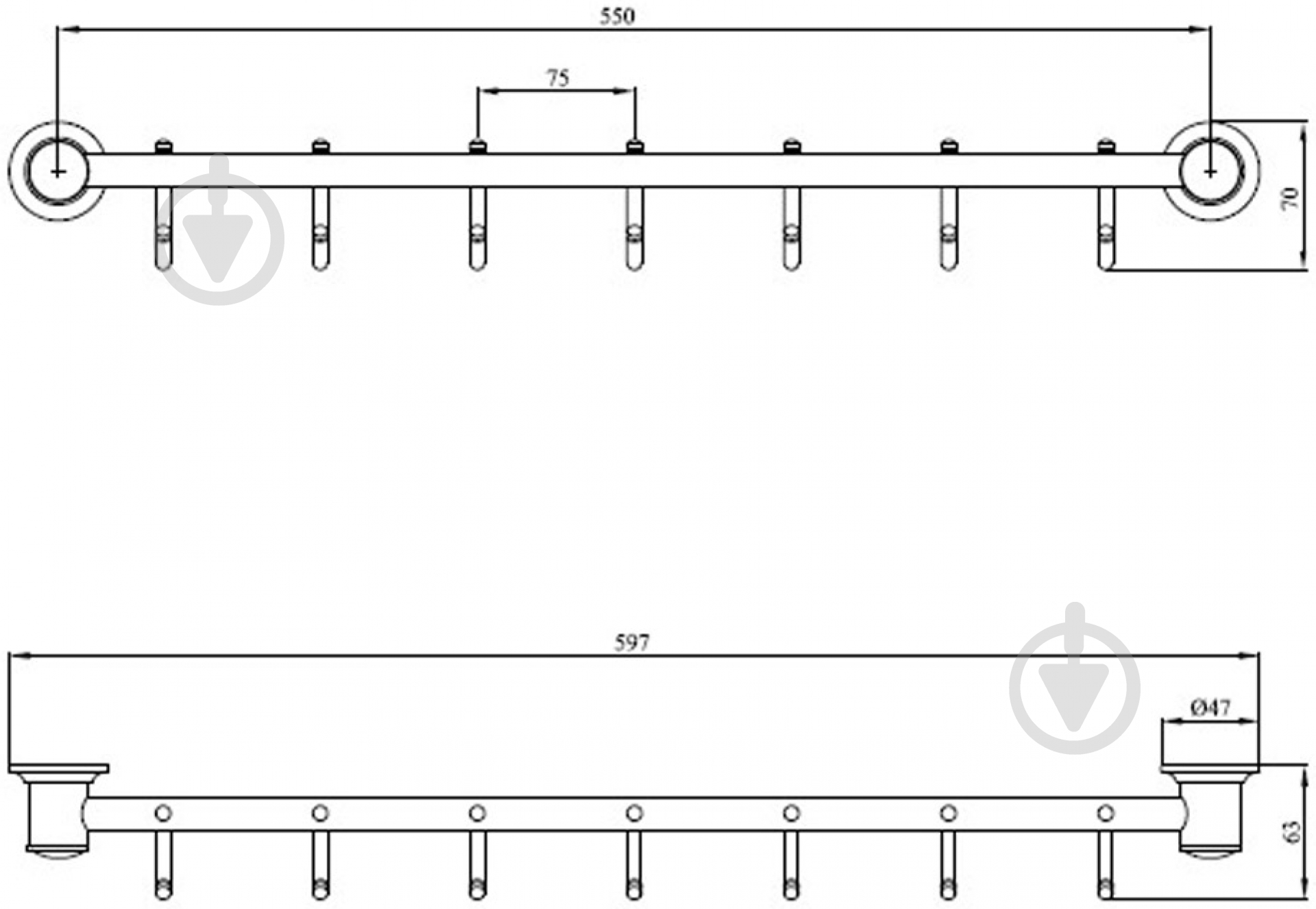 Планка с крючками ANDEX Classic 059 CC - фото 2