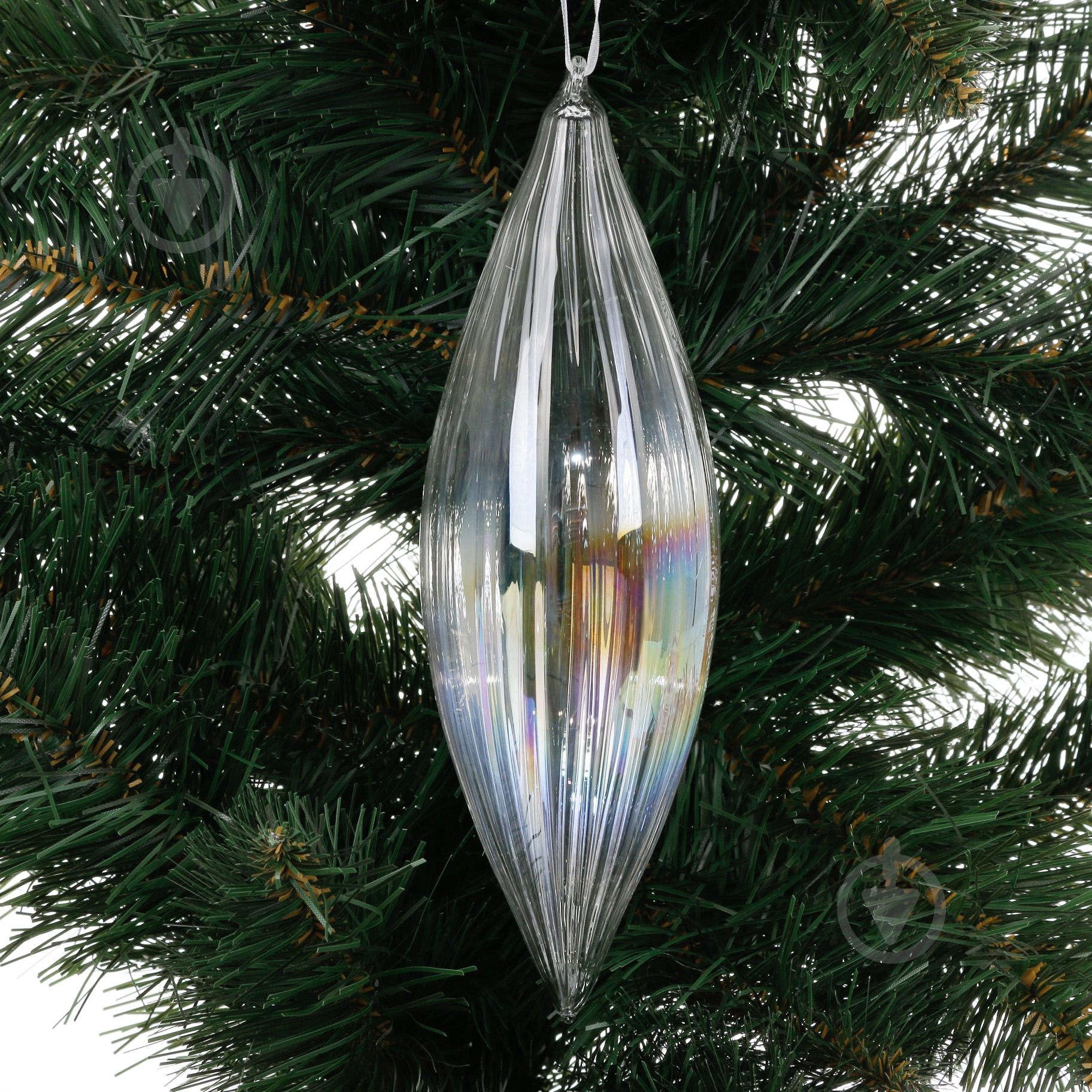 Елочная игрушка в форме сосульки 21 см - фото 3