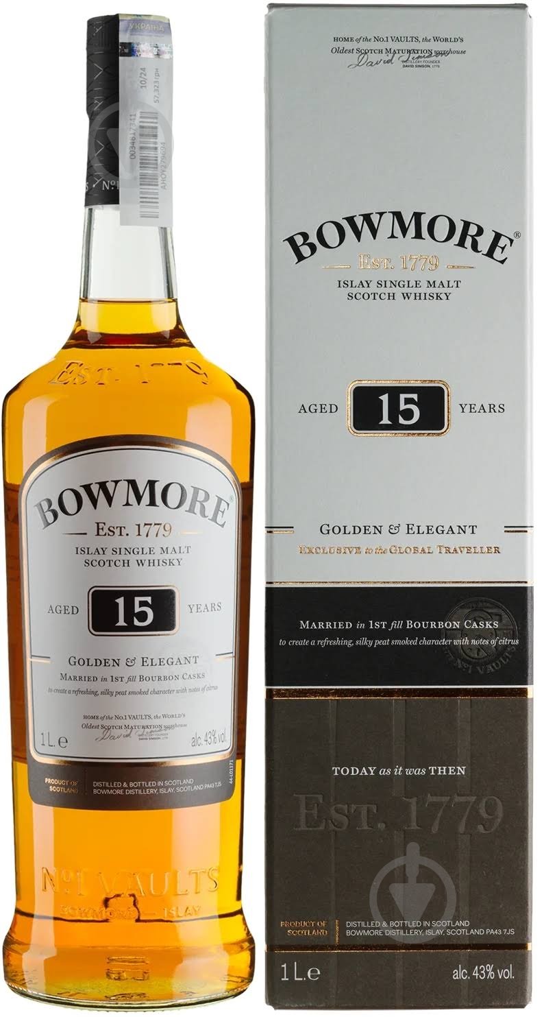 Виски Bowmore 15yo 1 л - фото 1 Виски Bowmore 15yo 1 л - фото 1