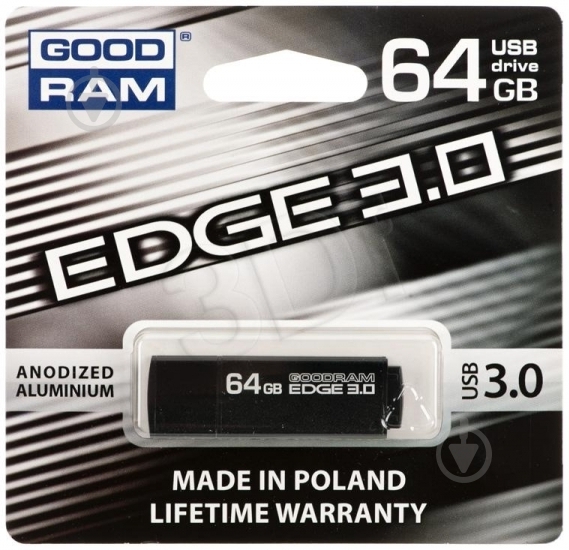 Флеш-память USB GOODRAM Edge 64 ГБ USB 3.0 black (PD64GH3GREGKR9) - фото 2