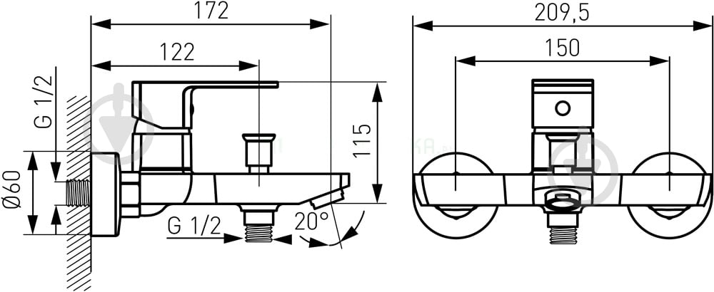Смеситель для ванны Ferro АLBA BLB1VL - фото 2