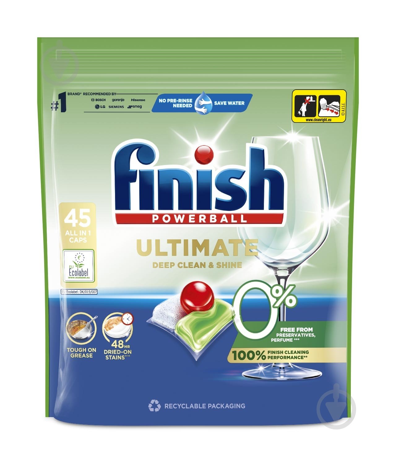 Капсули для посудомийних машин Finish Ultimate 0% 45 шт. - фото 1