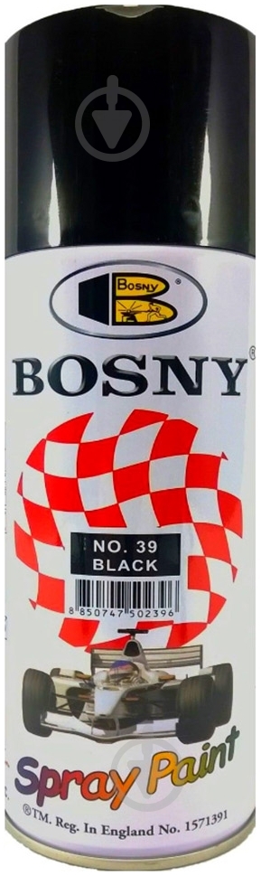 Автоэмаль акриловая Spray Paint Bosny 400 мл № 39 Черная глянцевая - фото 1