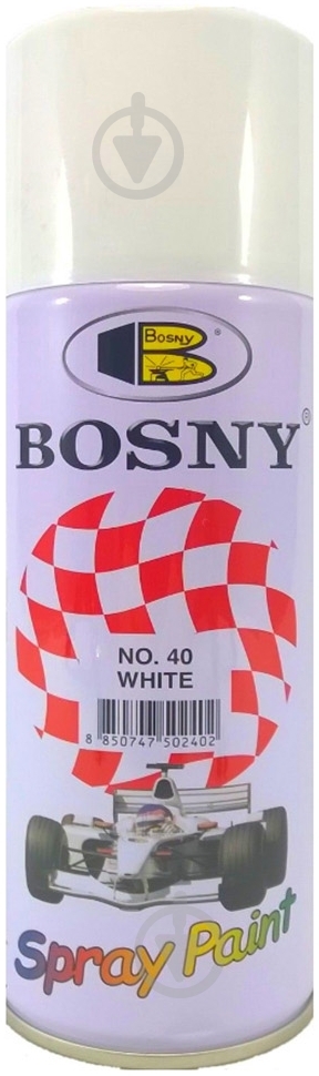 Автоэмаль акриловая Spray Paint Bosny 400 мл № 40 Белая глянцевая - фото 1
