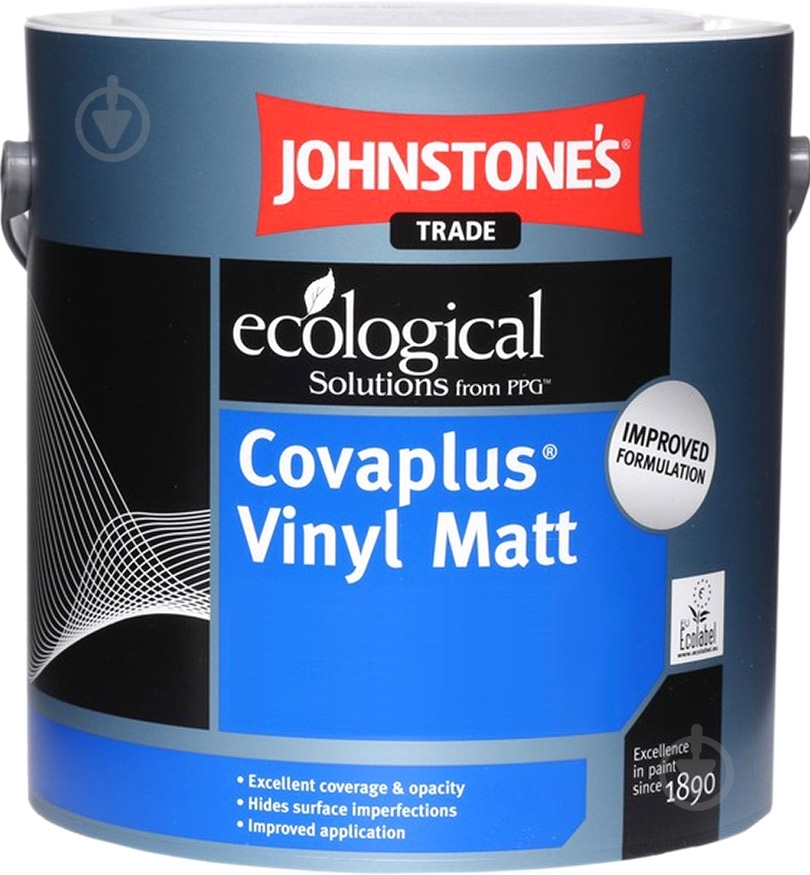 Краска латексная водоэмульсионная Johnstone's Covaplus Vinyl Matt мат белый 10 л - фото 1 Краска латексная водоэмульсионная Johnstone's Covaplus Vinyl Matt мат белый 10 л - фото 1