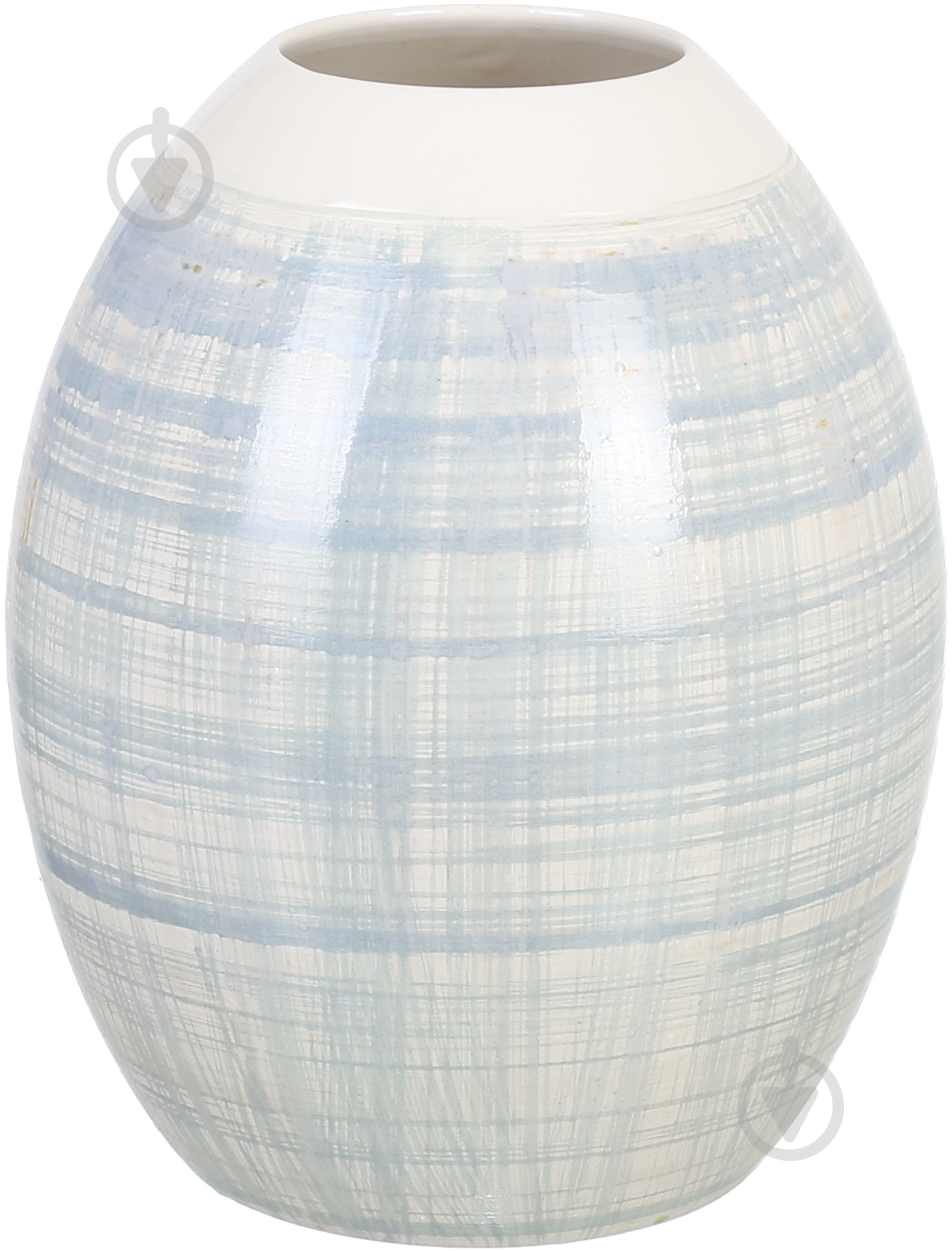 Ваза керамическая Shanghai 20х28 см 28 см бежевая с голубым - фото 1