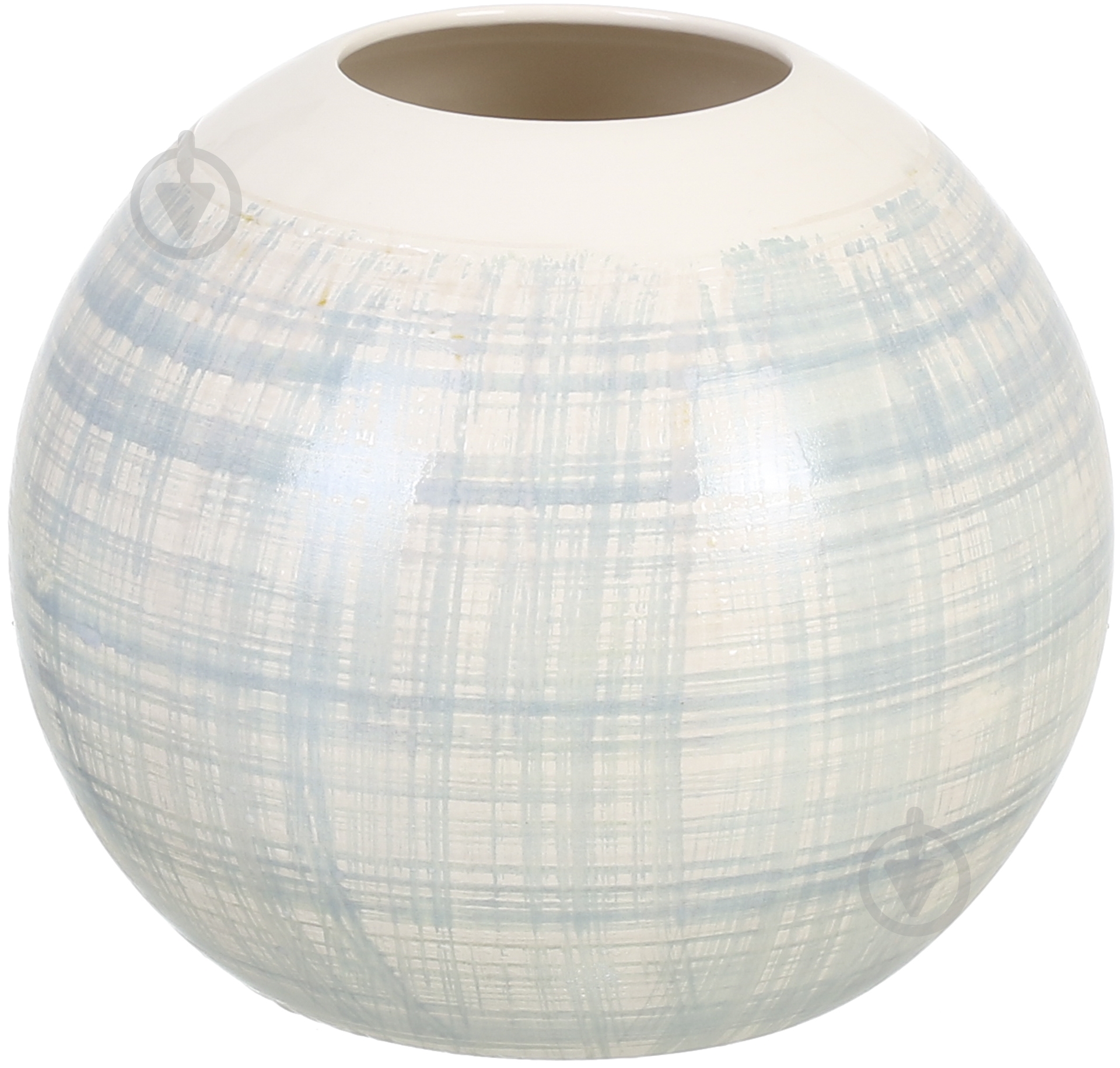 Ваза керамическая Shanghai 22х18 см 18 см бежевая с голубым - фото 1
