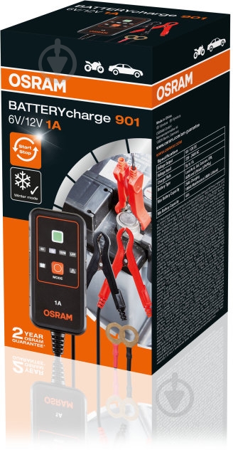 Зарядний пристрій імпульсний Osram для акумуляторів 1 А 25 А/ч (OEBCS901) - фото 6