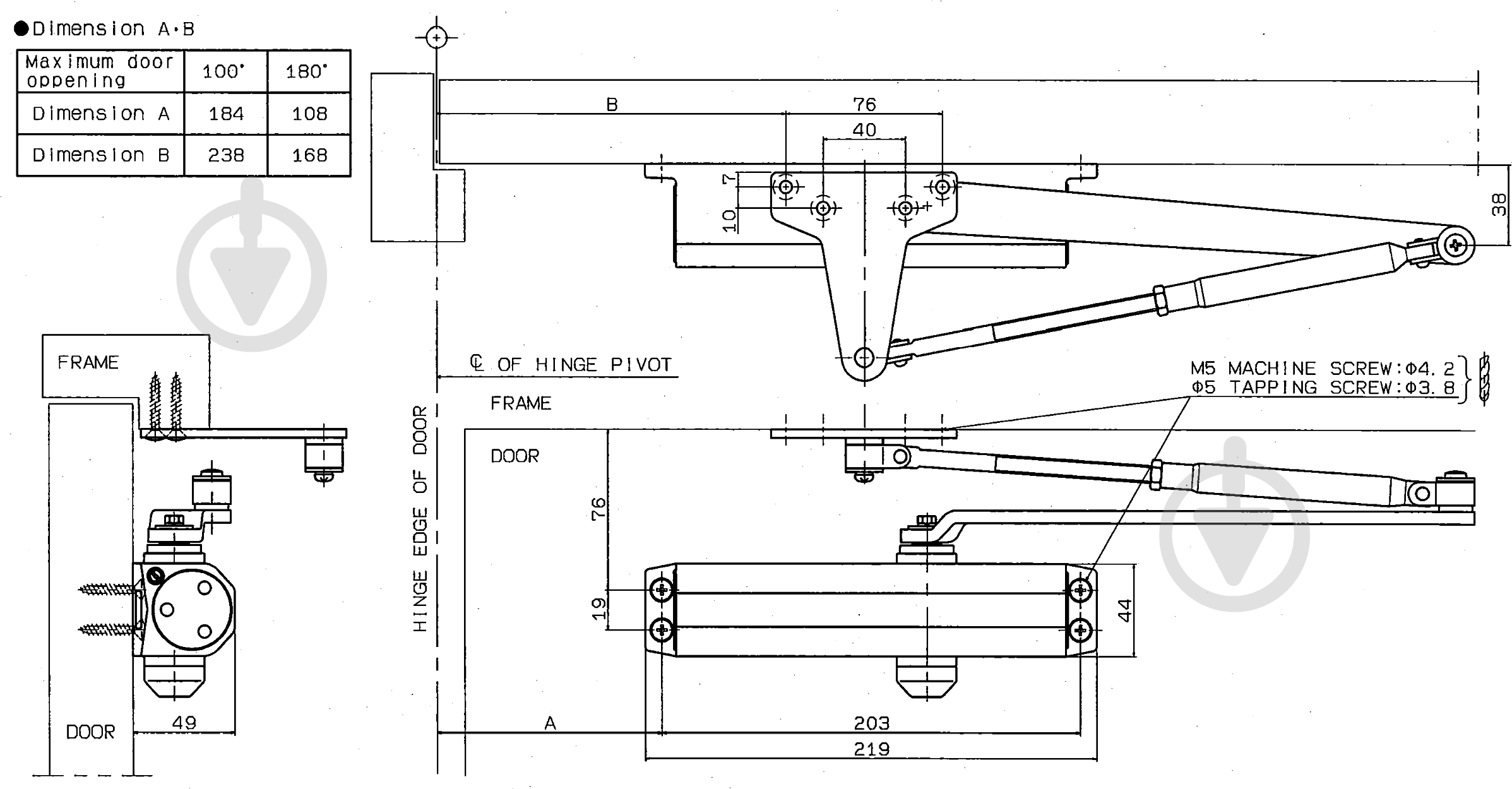Доводчик дверной RYOBI D-1504 серебряный 80 кг - фото 13