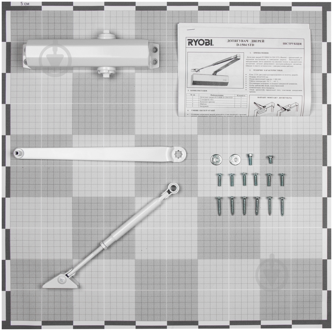 Доводчик дверной RYOBI D-1504 белый 80 кг - фото 9