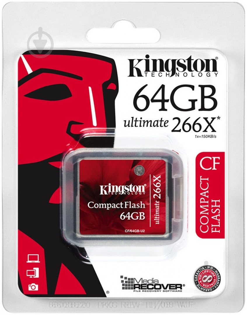 Карта пам'яті Kingston CompactFlash Ultimate 64GB 266x (CF/64GB-U2) - фото 1