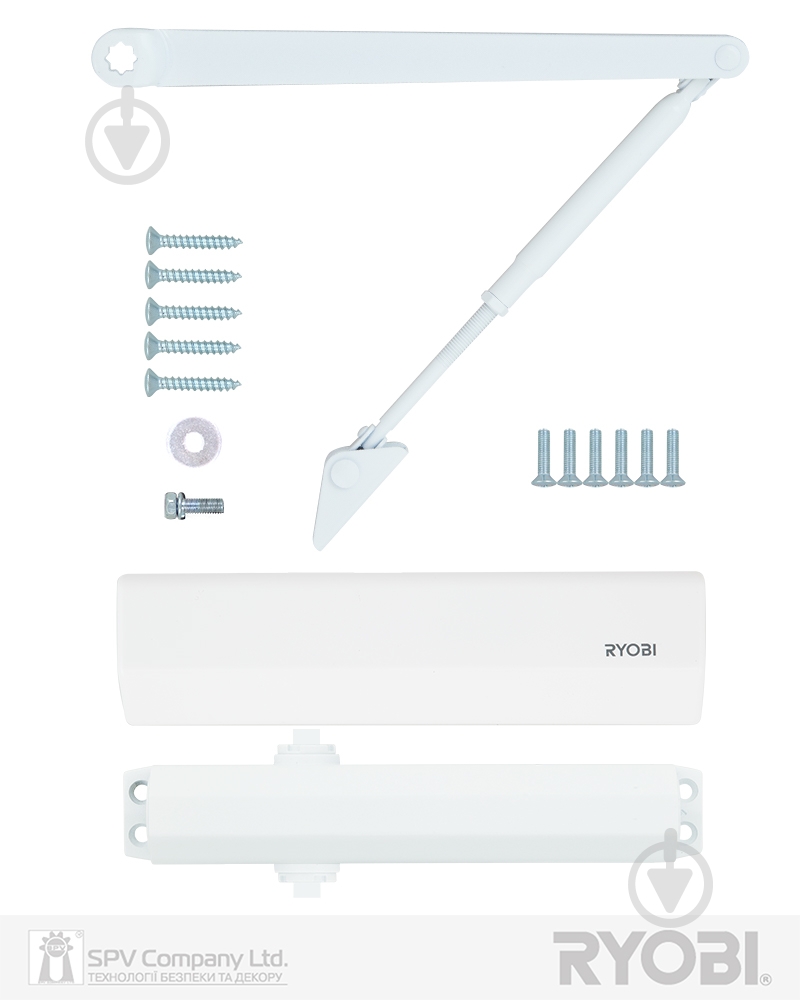 Доводчик дверной RYOBI D-2055V BC STD_ARM с ветровым тормозом белый 100 кг - фото 6