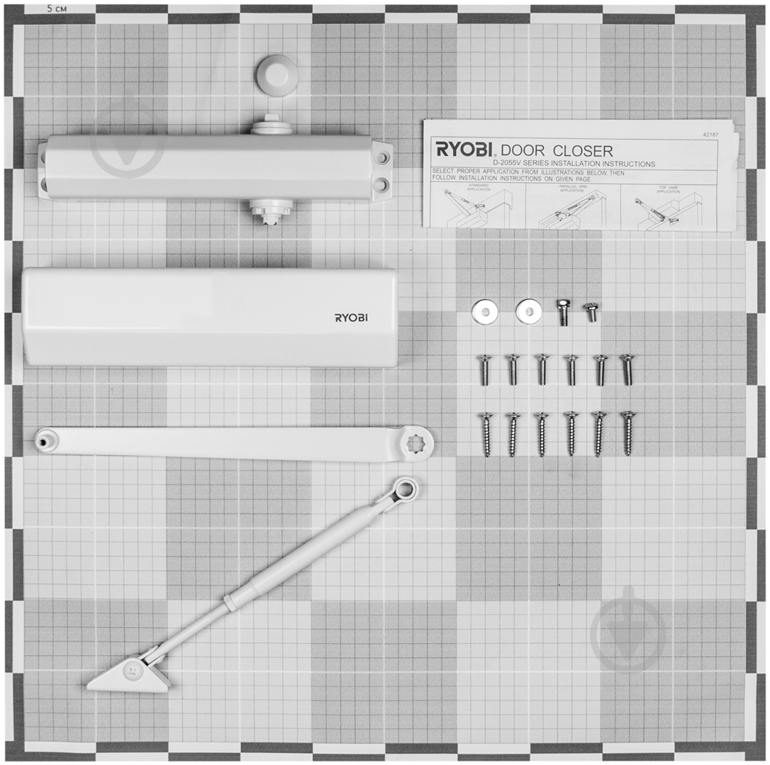 Доводчик дверной RYOBI D-2055V BC STD_ARM с ветровым тормозом белый 100 кг - фото 9