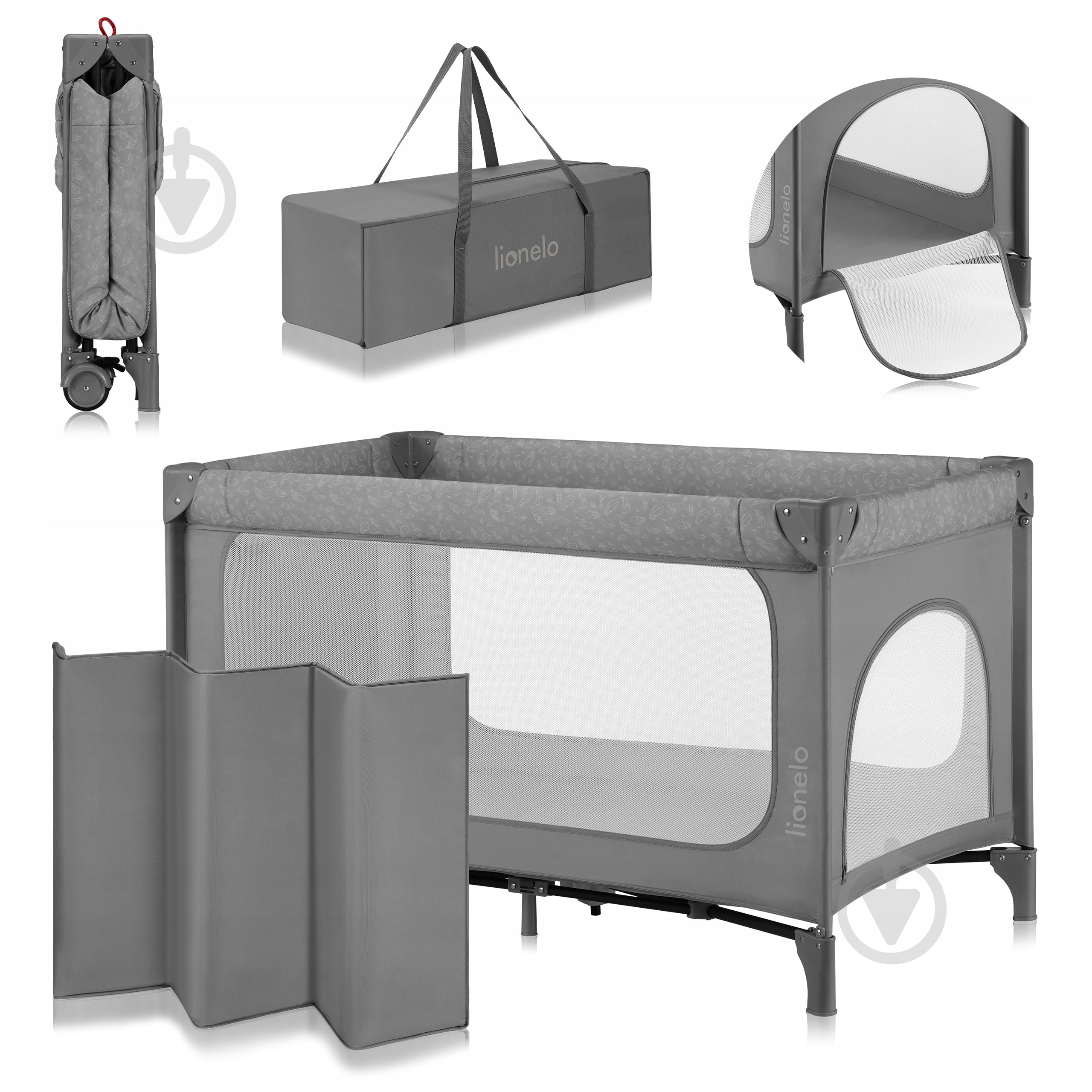 Манеж-ліжко Lionelo LO-JASMIN EASY FOLD GREY STONE - фото 1