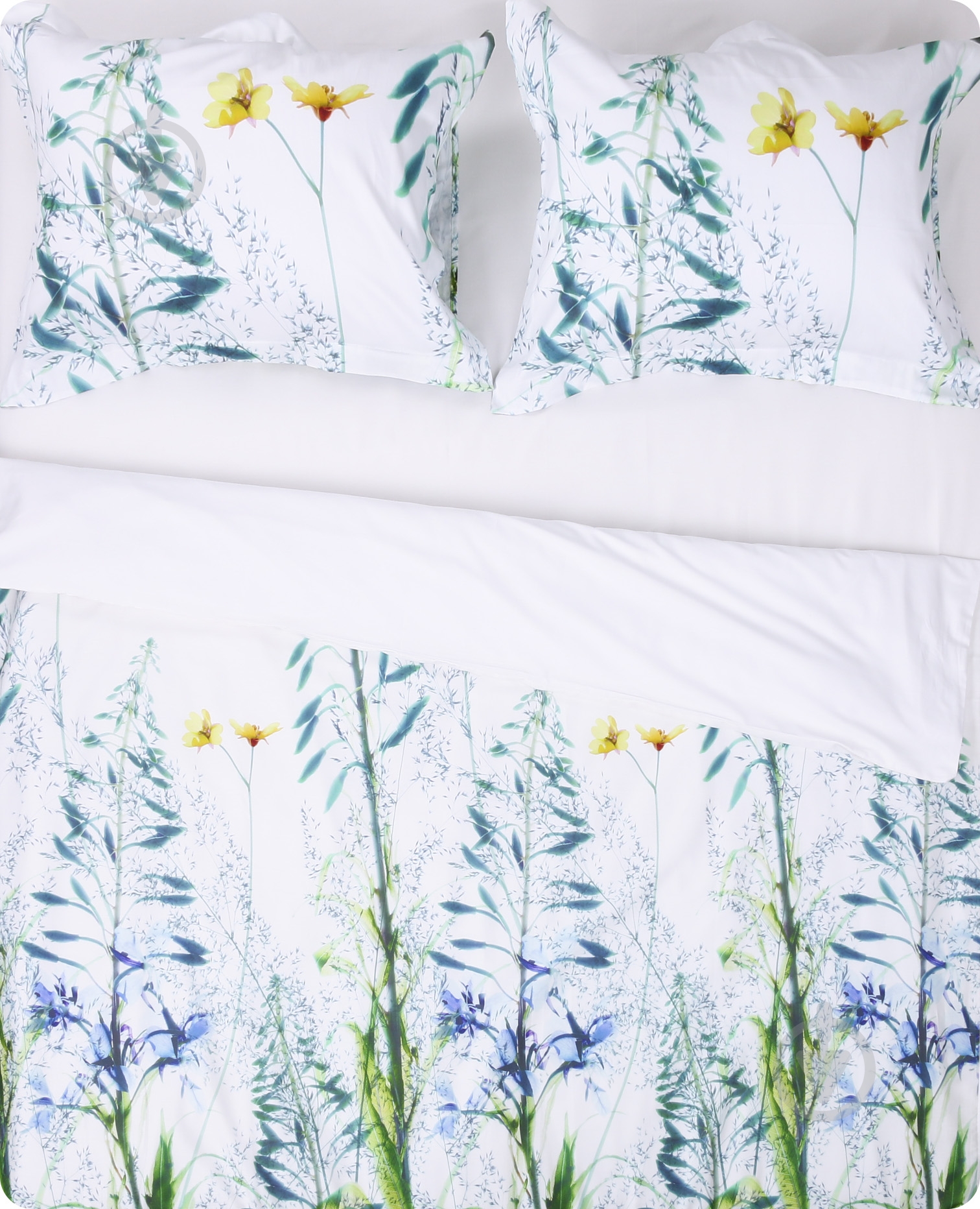 Комплект постельного белья priority sa 2 белый с зеленым Vandyck - фото 1