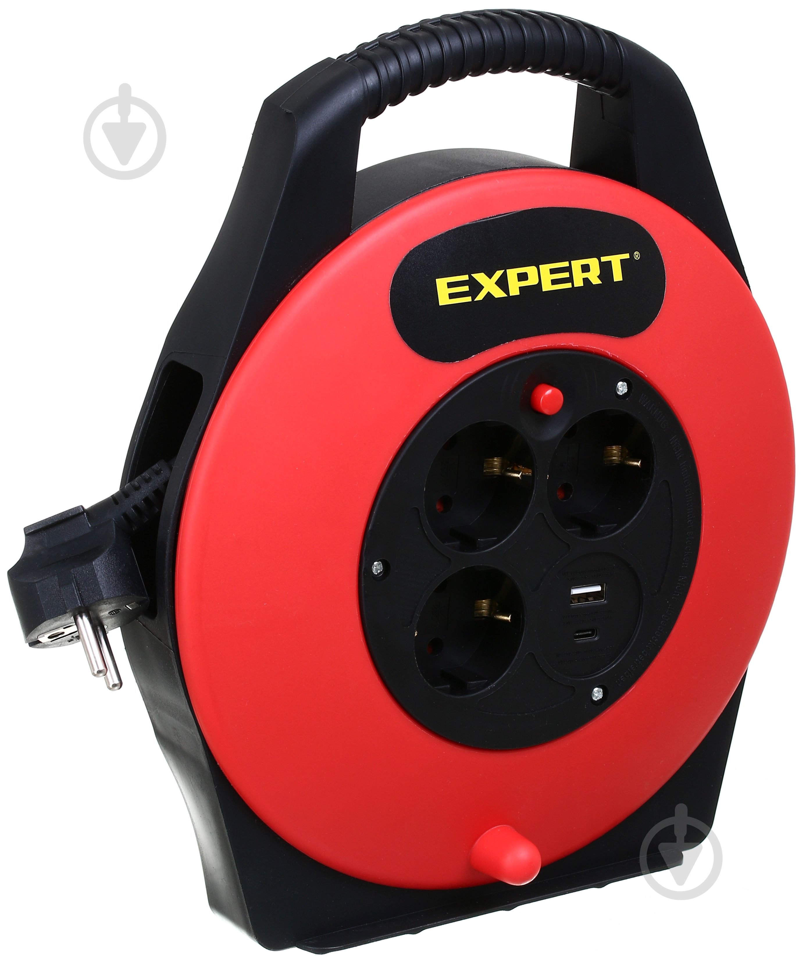 Удлинитель Expert на 1 кот. 2 USB с заземлением 3 гн. черный с красным 5 м BNG-OXP-17BU2 - фото 2