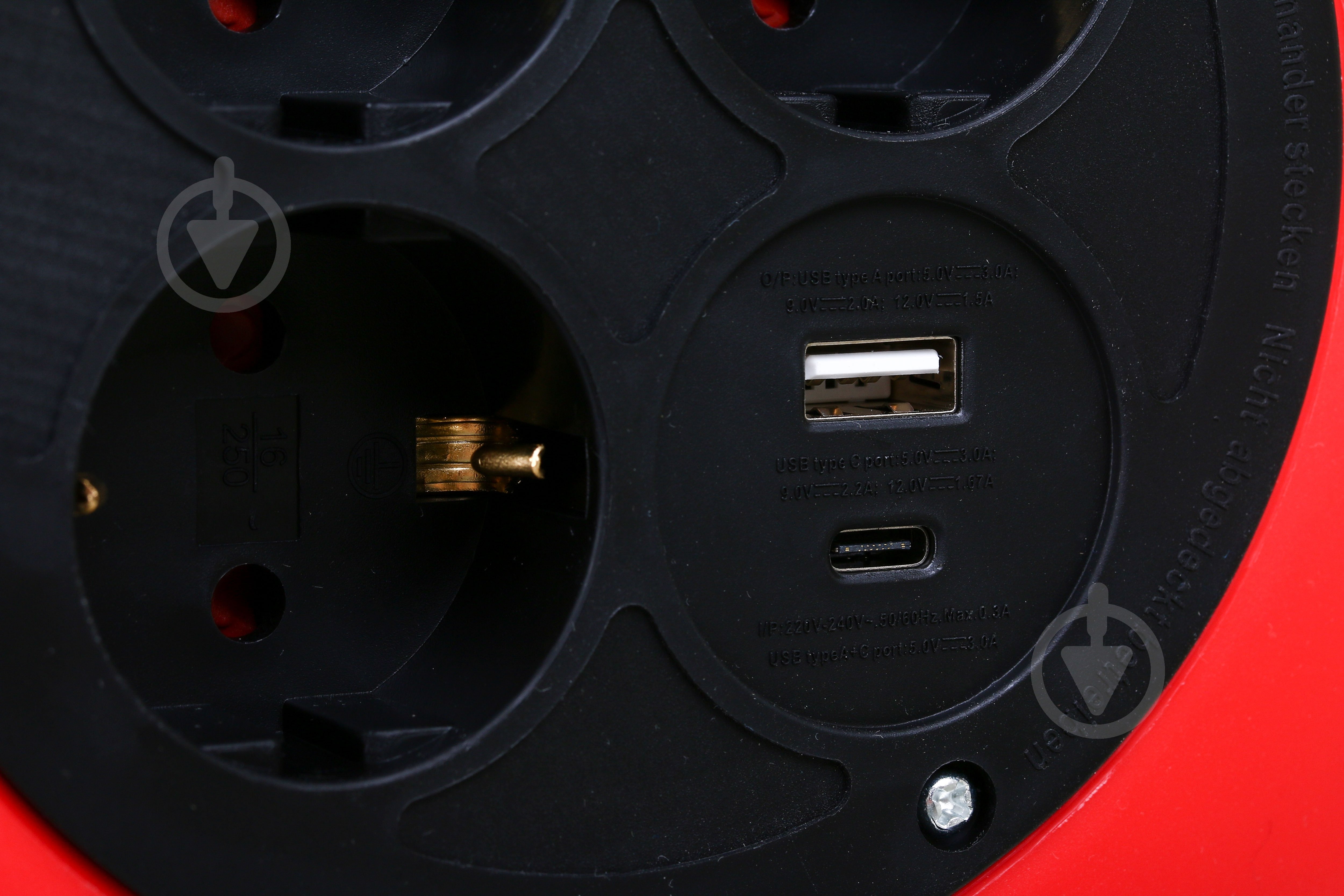 Удлинитель Expert на 1 кот. 2 USB с заземлением 3 гн. черный с красным 5 м BNG-OXP-17BU2 - фото 4