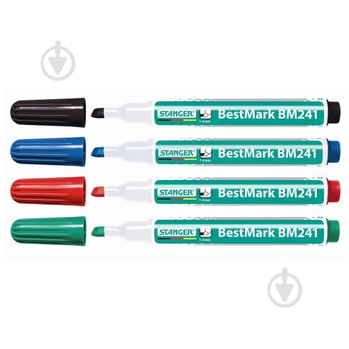 Маркер для белой доски Stanger для сухостираемых досок 1-4 мм 4 шт. разноцветный MARKER-BOA-ST-M241-4 - фото 2 Маркер для белой доски Stanger для сухостираемых досок 1-4 мм 4 шт. разноцветный MARKER-BOA-ST-M241-4 - фото 2