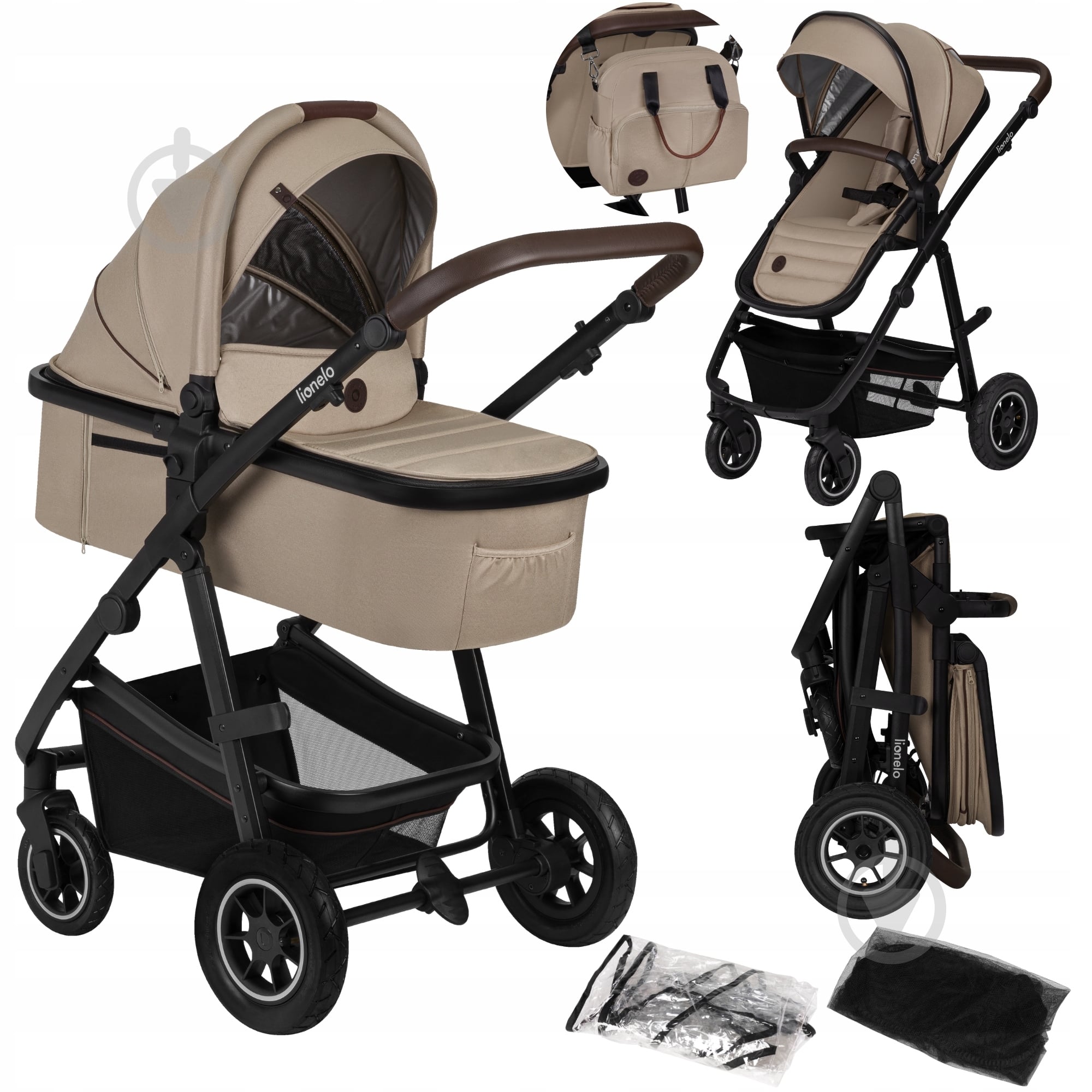 Коляска универсальная 2 в 1 Lionelo Amber Plus Beige Sand - фото 1