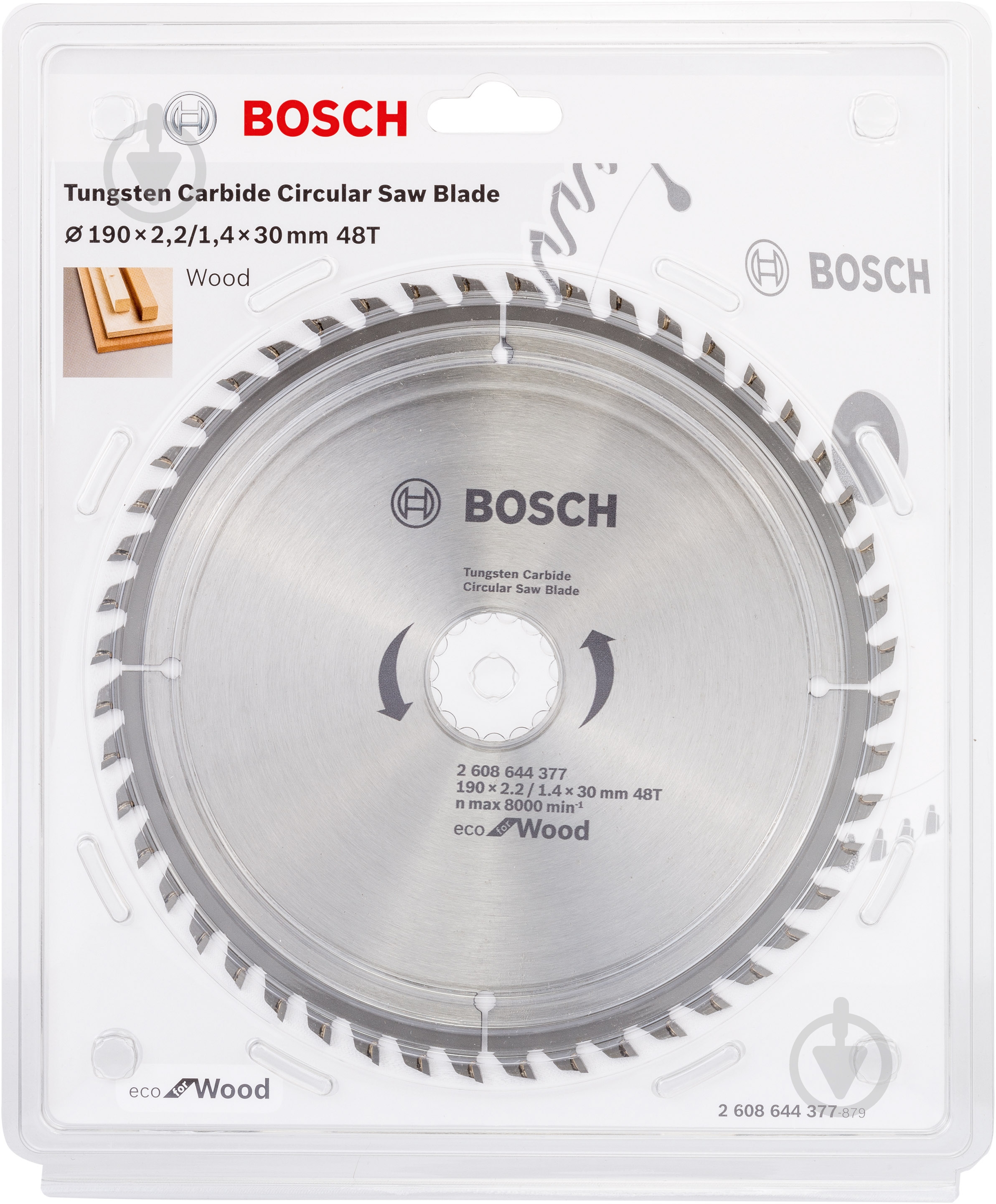 ᐉ Пильный диск Bosch ECO WO 190x30x1,4 Z48 2608644377 • Купить в