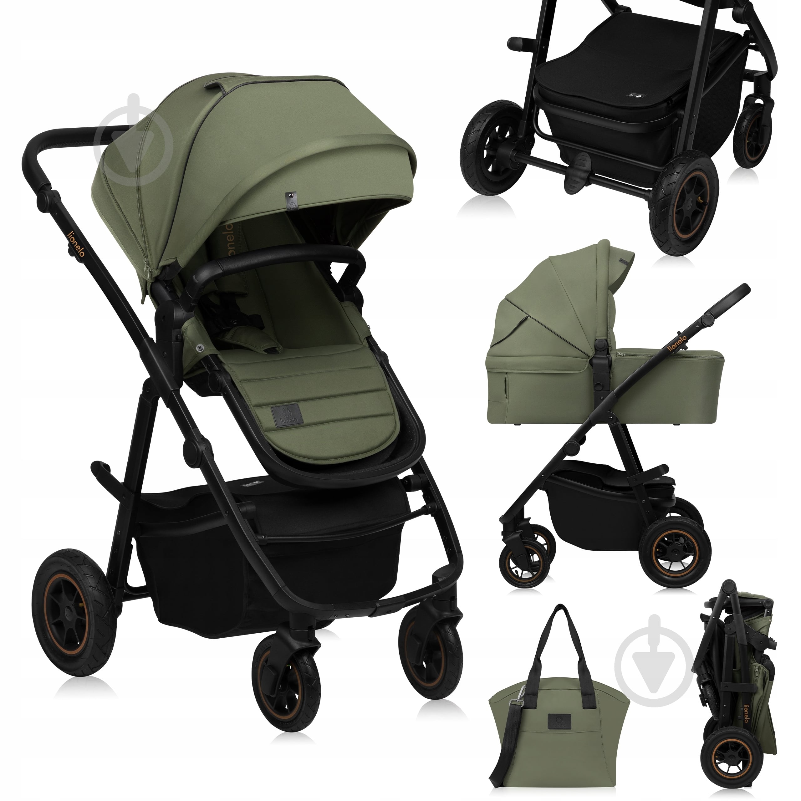 Коляска универсальная 2 в 1 Lionelo Amber Plus Green Forest - фото 1