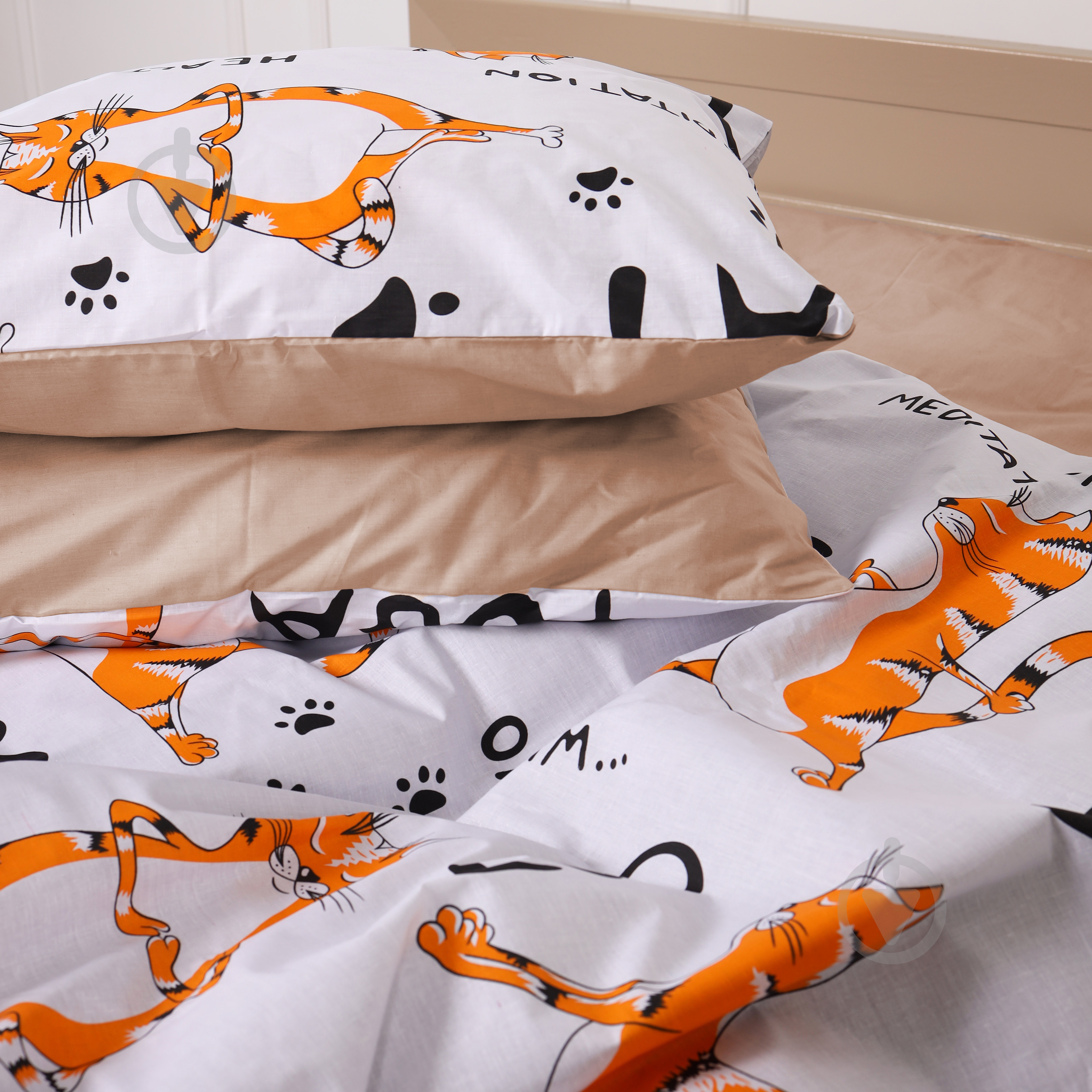 Комплект постільної білизни Бязь 17-0621 Yoga Cat Orange 175х210 см мультиколор MirSon - фото 3 Комплект постільної білизни Бязь 17-0621 Yoga Cat Orange 175х210 см мультиколор MirSon - фото 3