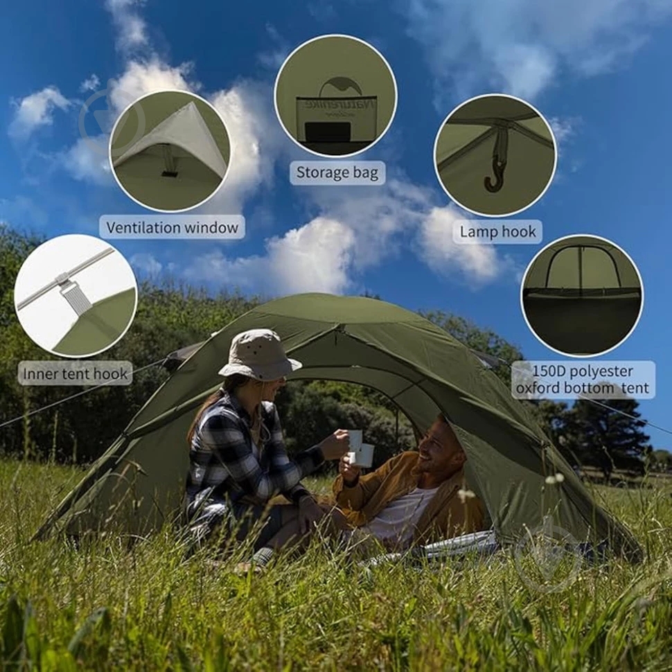 Намет туристичний Naturehike P-Series CNK2300ZP028, темний оливковий 003880372 - фото 4 Намет туристичний Naturehike P-Series CNK2300ZP028, темний оливковий 003880372 - фото 4