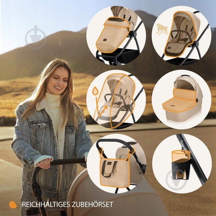 Коляска 3 в 1 Lionelo MERIL 3IN1 BEIGE SAND - фото 4