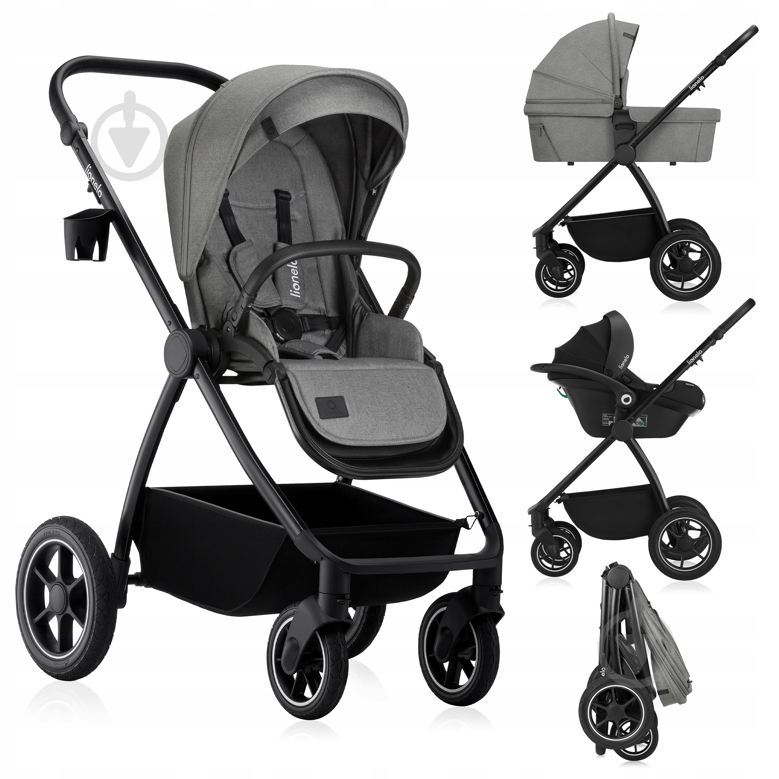 Коляска 3 в 1 Lionelo MERIL 3IN1 GREY STONE - фото 1