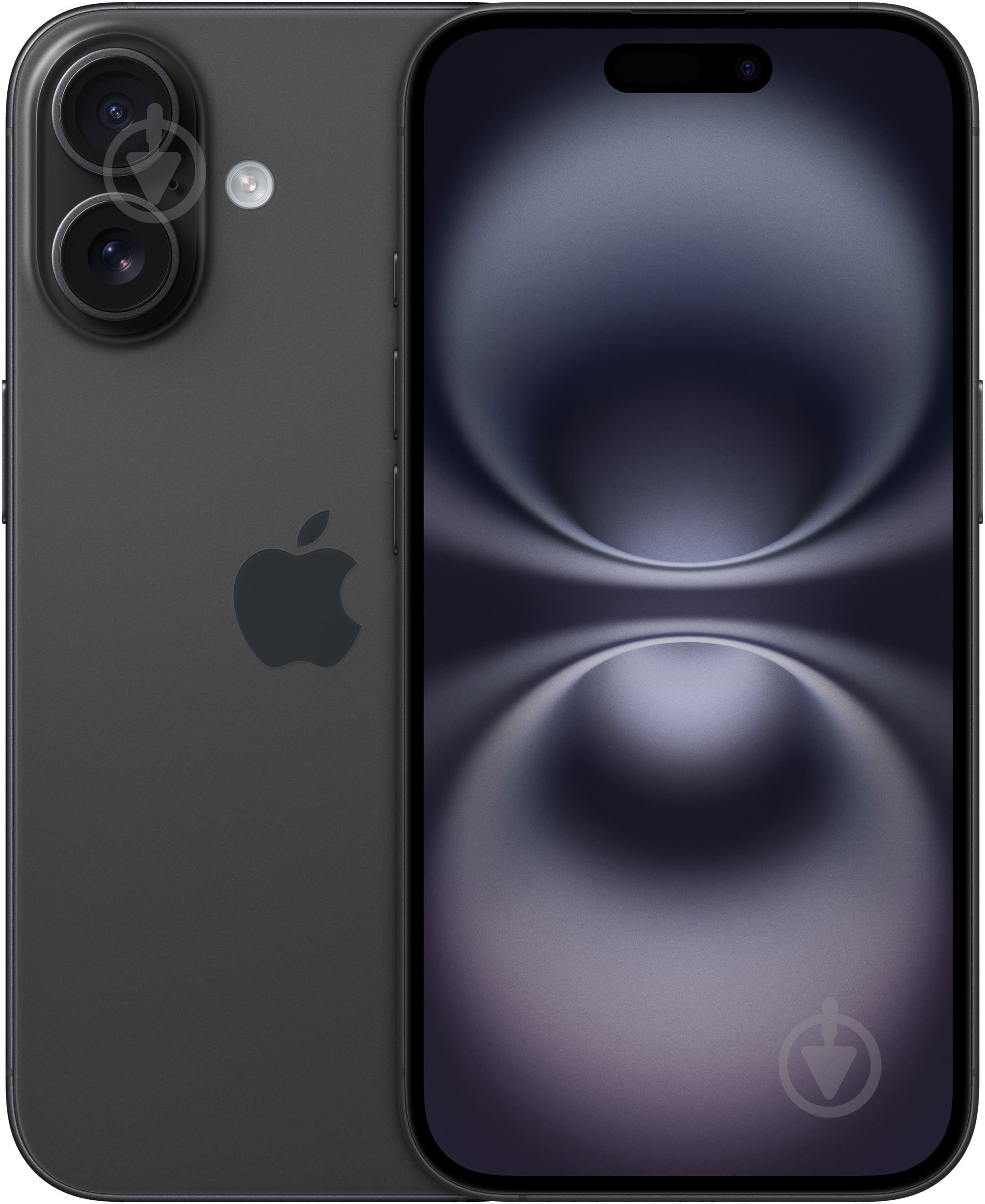 Смартфон Apple iPhone 16 128GB black (MYE73SX/A) - фото 1