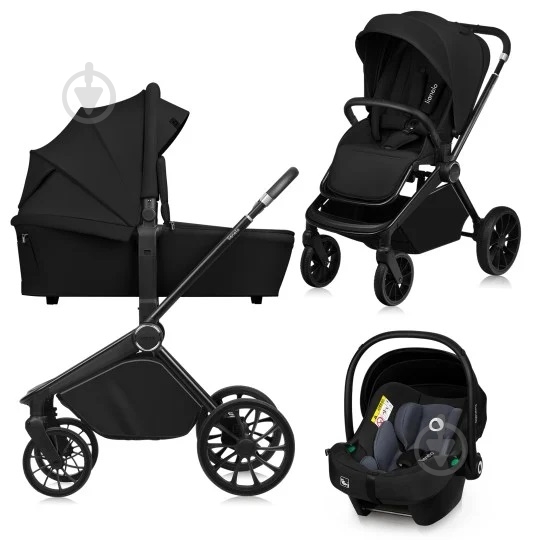 Коляска 3 в 1 Lionelo MIKA PLUS 3IN1 BLACK ONYX - фото 1