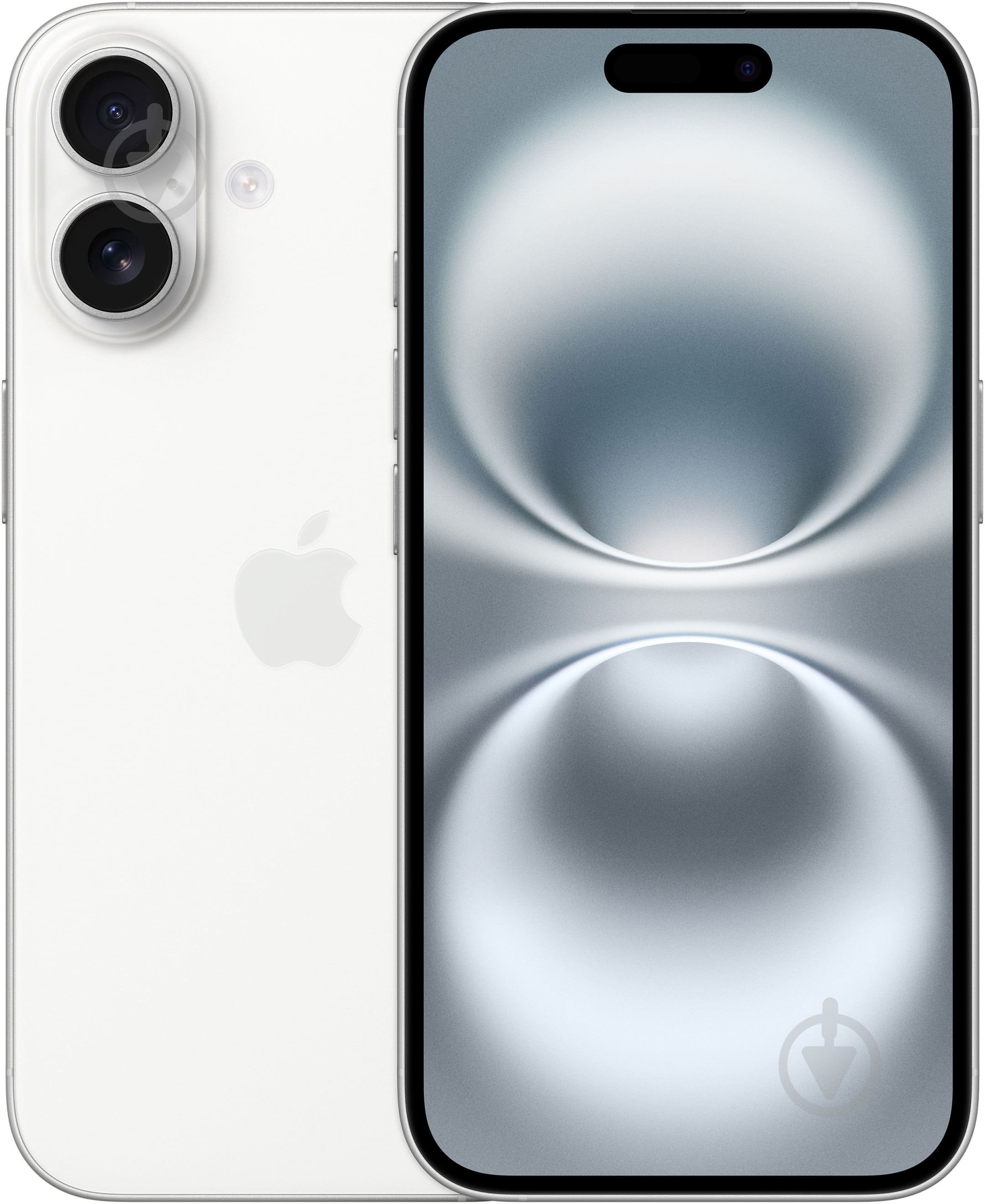 Смартфон Apple iPhone 16 128GB white (MYE93SX/A) - фото 1
