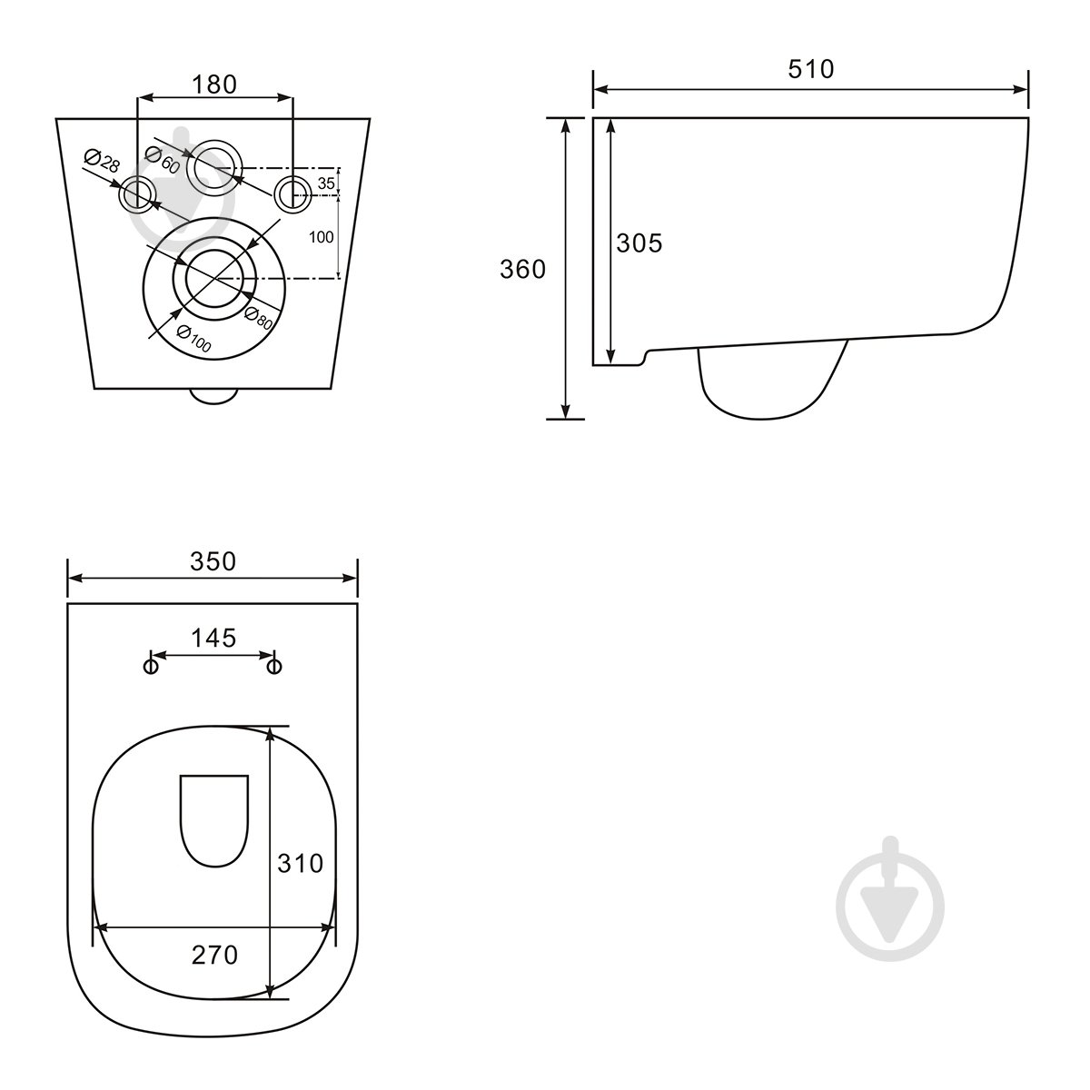 Унітаз підвісний VOLLE Hippo Rimless із сидiнням Slim Soft-close 13-44-202 - фото 2