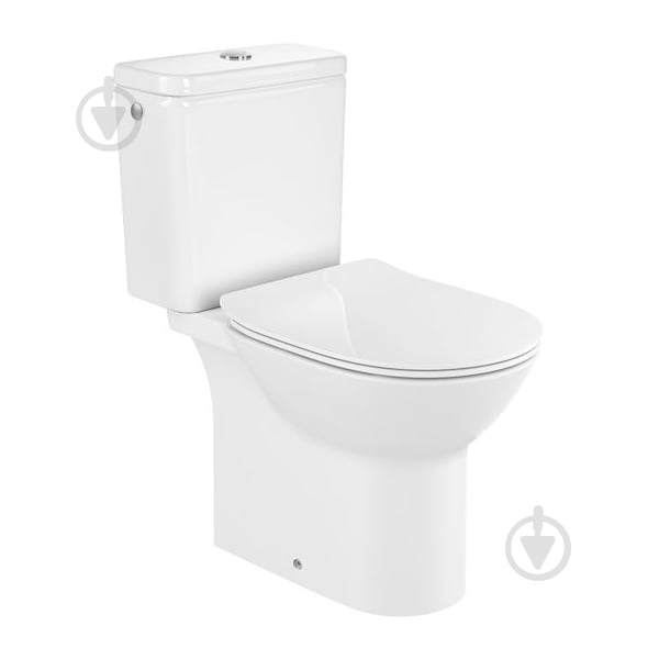 Унитаз-компакт ROCA Debba Round Rimless с сиденьем Slim Soft-close A34D995000 - фото 1