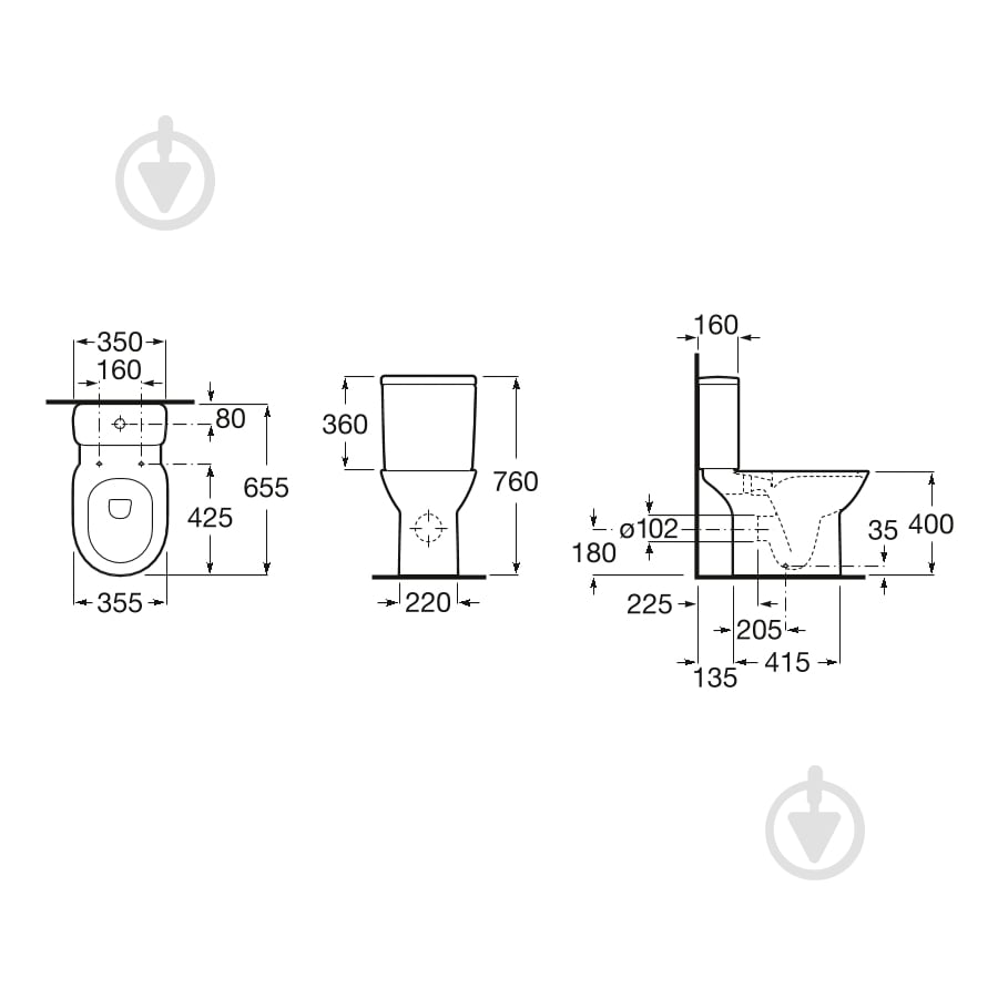 Унитаз-компакт ROCA Debba Round Rimless с сиденьем Slim Soft-close A34D995000 - фото 2