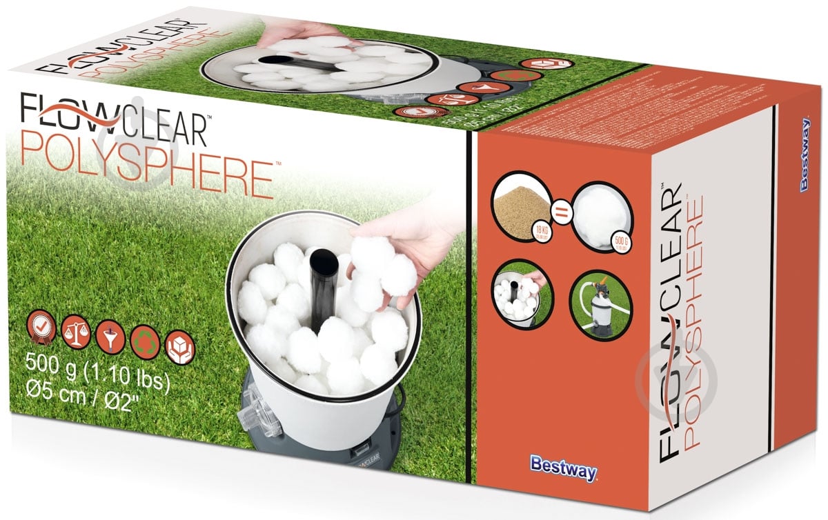 Наполнитель для песочных фильтров Bestway Flowclear Polysphere 500 г - фото 8