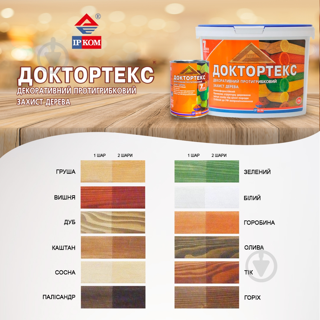Лазур ІРКОМ Доктортекс IP-013 палісандр шовковистий мат 3 л - фото 4