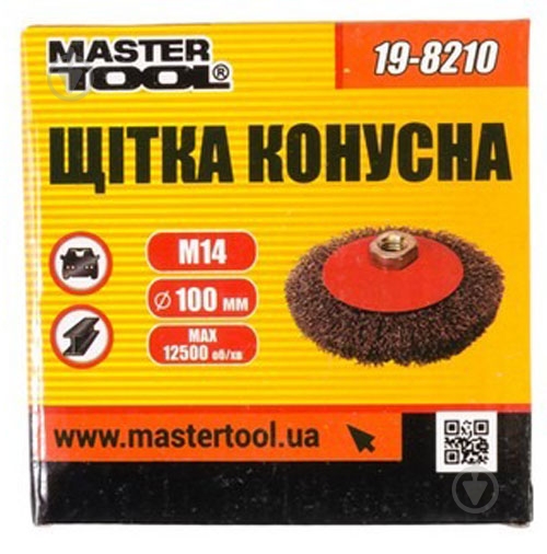 Щетка конусная из рифленой проволоки 100 мм М14 MasterTool 19-8210 - фото 2 Щетка конусная из рифленой проволоки 100 мм М14 MasterTool 19-8210 - фото 2