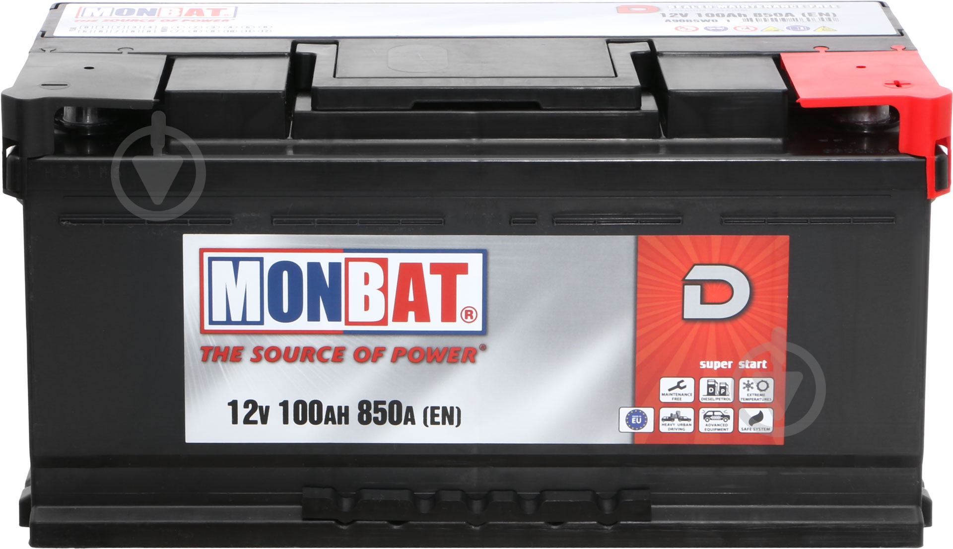 Аккумулятор автомобильный Monbat D 100Ah 850A 12V «+» слева - фото 3