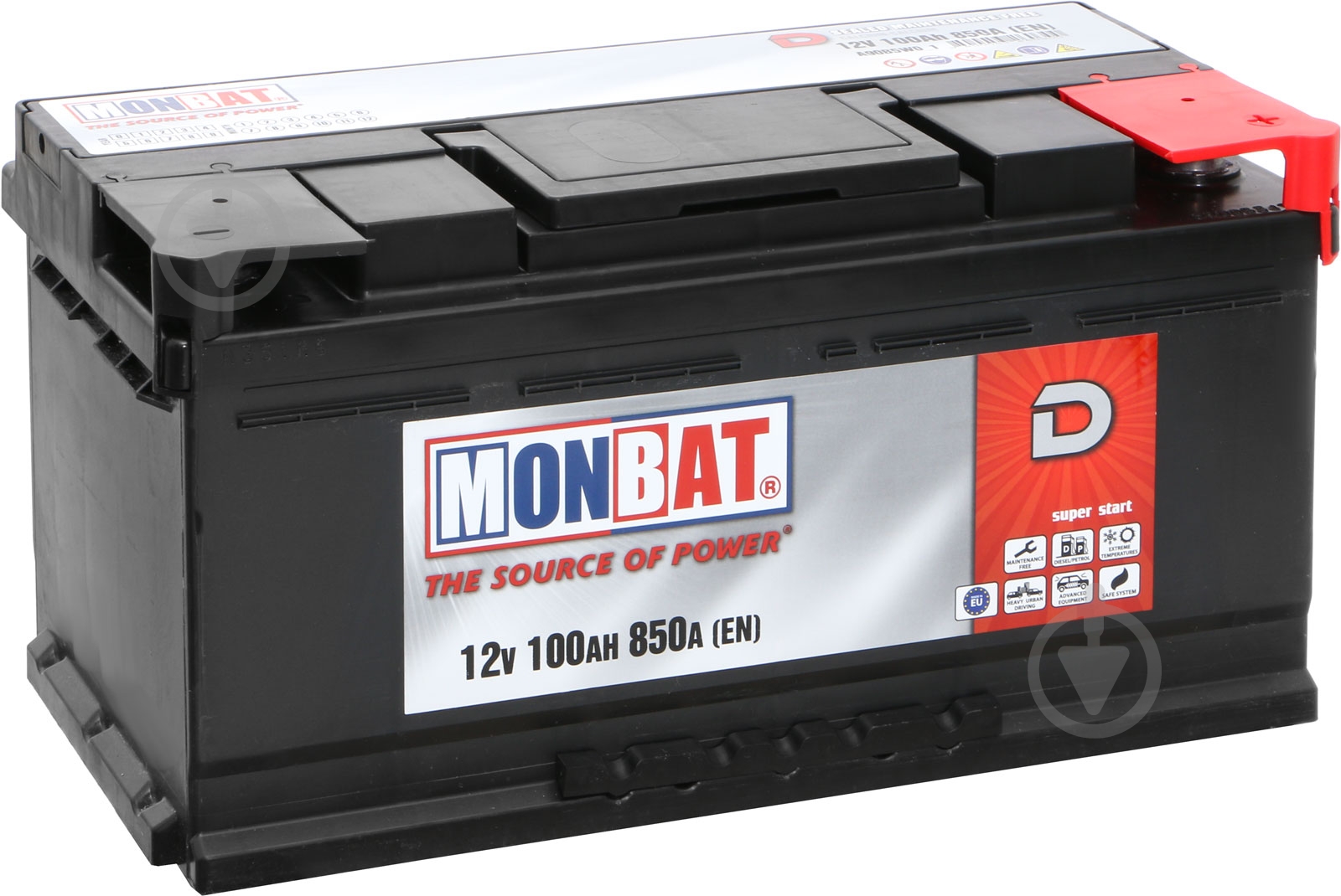 Аккумулятор автомобильный Monbat D 100Ah 850A 12V «+» слева - фото 2