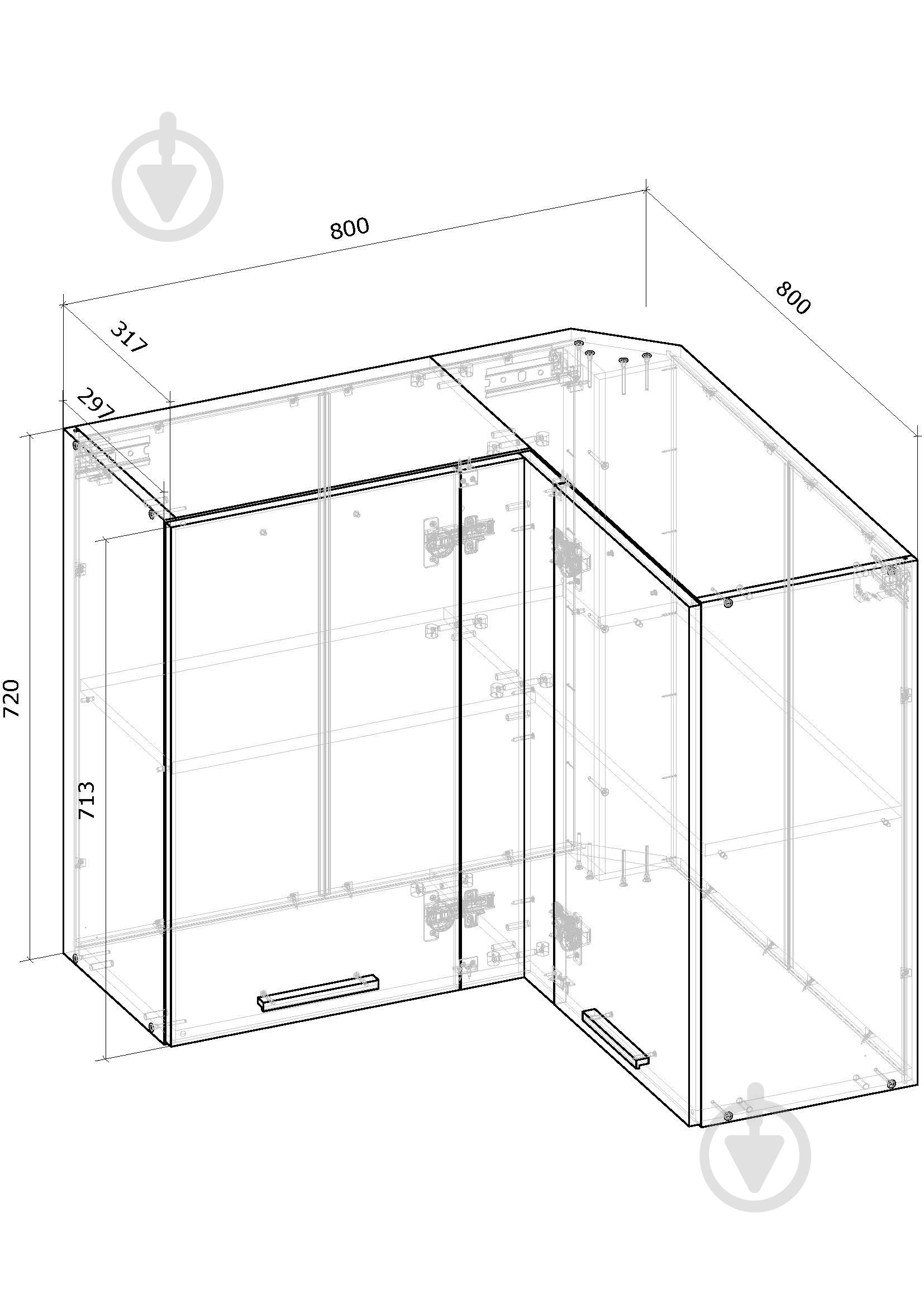 Шафа верхня під витяжку ВВ1 60х58х30 МС Кашемір кашемір/кашемір Грейд - фото 3 Шафа верхня під витяжку ВВ1 60х58х30 МС Кашемір кашемір/кашемір Грейд - фото 3